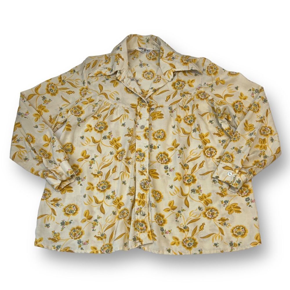 Durable Press Vintage Floral Blouse Size 34